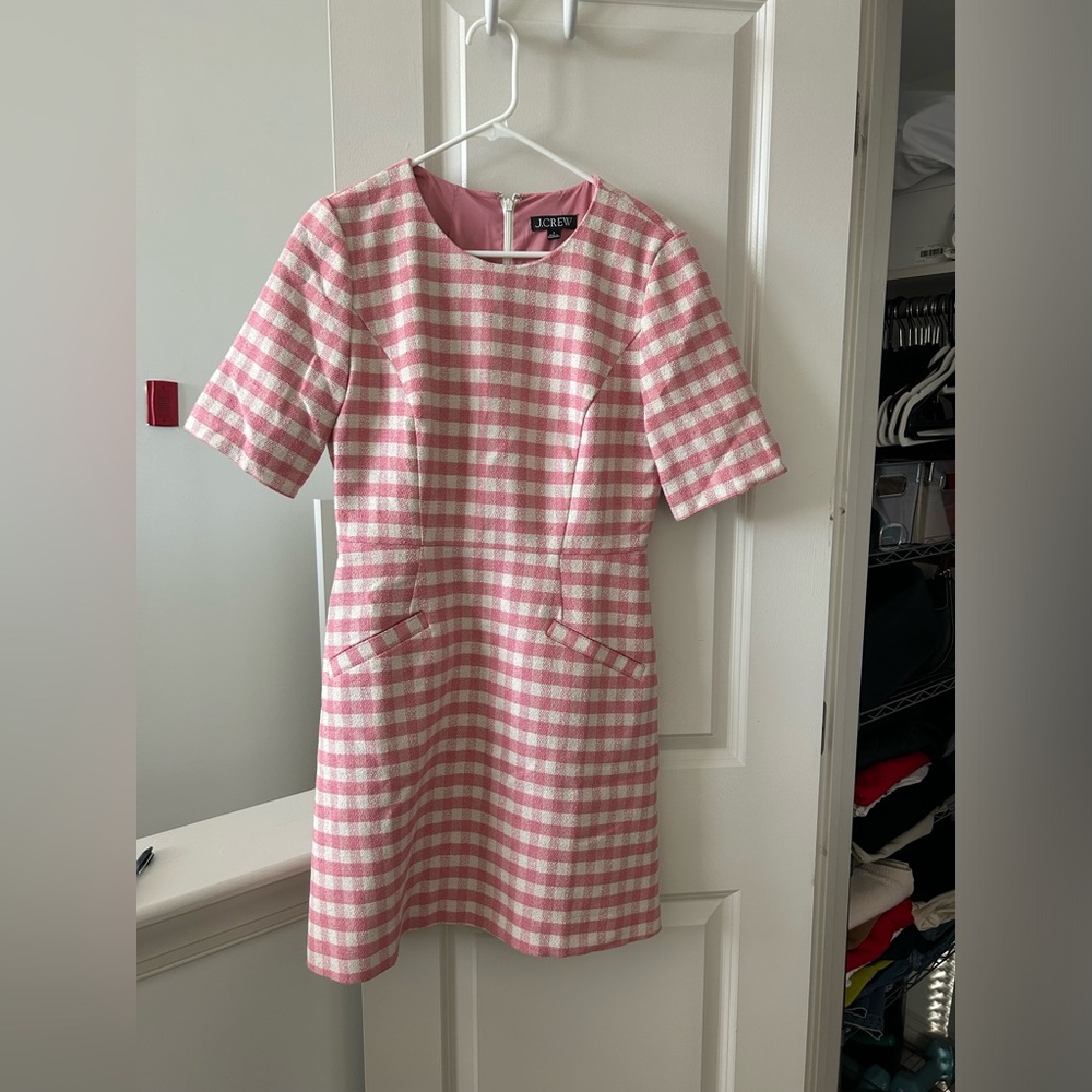 J.Crew pink gingham mini dress, size US8